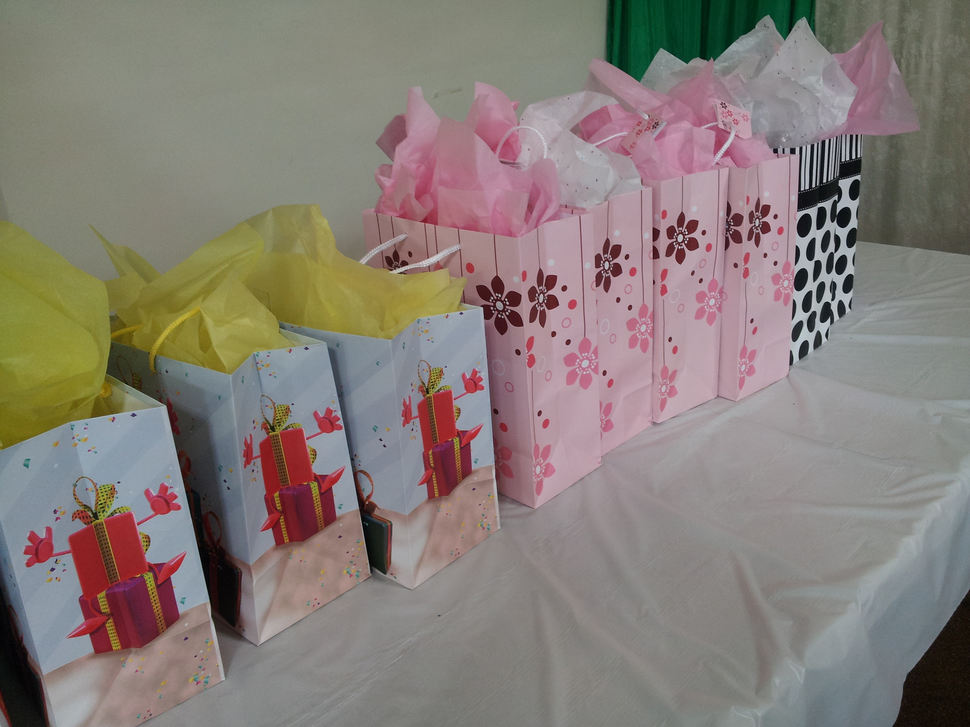 Gift bags arranged for academy students